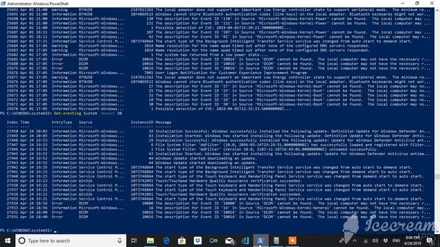 Getting logs from Event Viewer by using PowerShell cmdlet Get-Eventlog смотреть онлайн