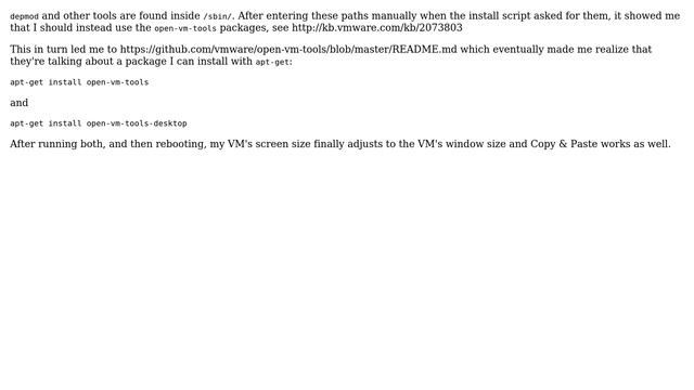 VMWare Tools Install Failure. Unable To Find 