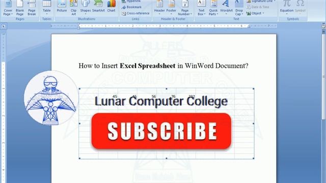 How to Insert Excel Spreadsheet in WinWord Document | Lunar Computer College смотреть онлайн