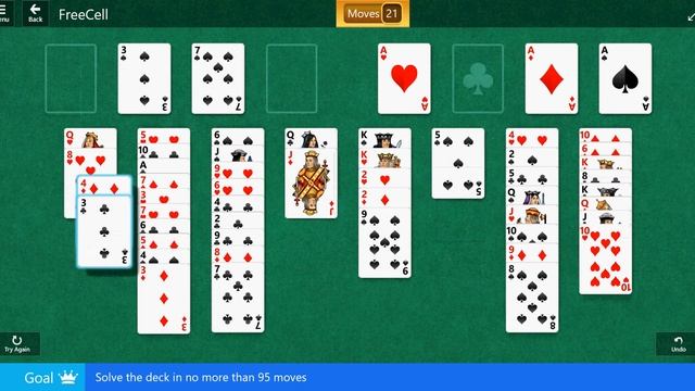 Windows 10 Anniversary: FreeCell\Expert - Solve the deck in no more than 95 moves смотреть онлайн