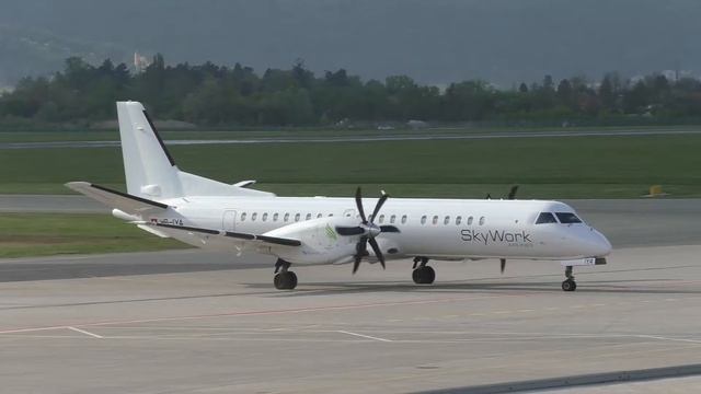 SkyWork Airlines Saab 2000 landing at Graz Airport | HB-IYA смотреть онлайн