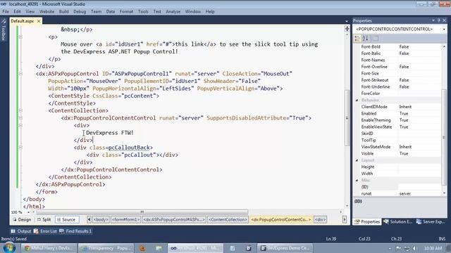 ASP.NET: How to Show a Tooltip Using the Popup Control смотреть онлайн