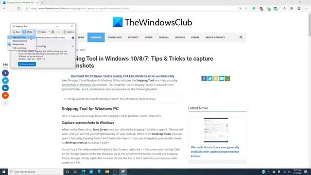 Snipping Tool in Windows PC Tips & Tricks to capture screenshots смотреть онлайн