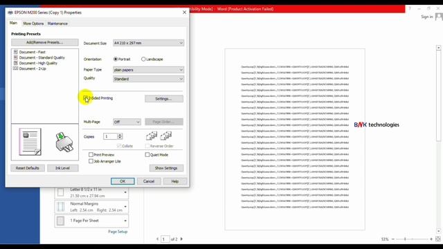 Epson M200 Printer Double Side Printing II How To 2-Side/Duplex Printing Epson M200 മലയാളം смотреть онлайн