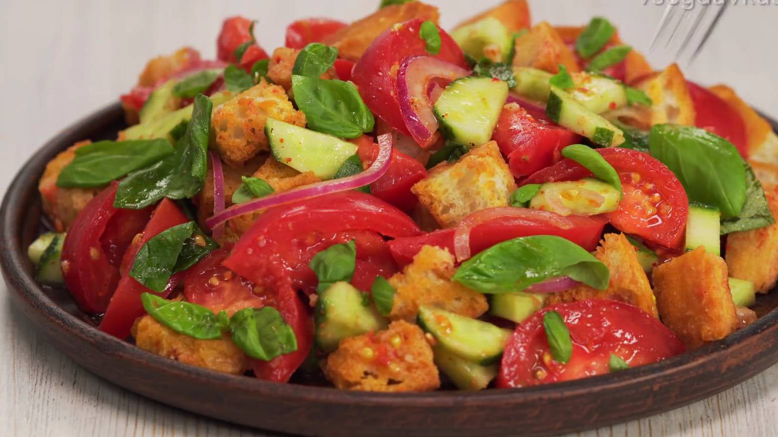 Панцанелла - классический рецепт салата смотреть онлайн