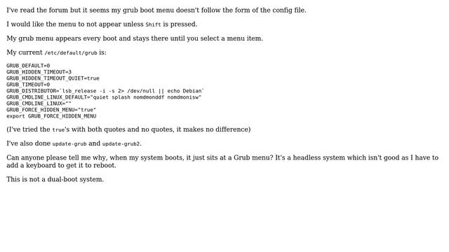 How do I hide grub boot menu unless shift is pressed? (3 Solutions!!) смотреть онлайн