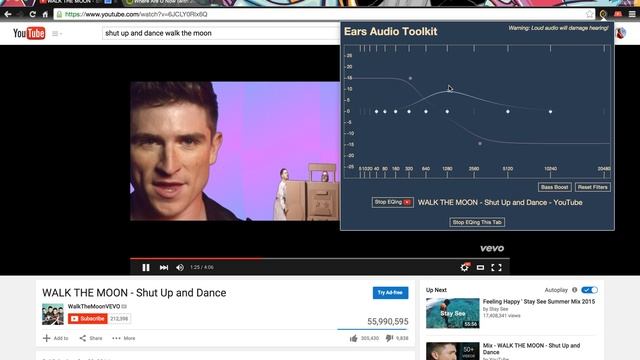 Bass Boost, EQ Audio in Chrome with Ears Chrome Extension смотреть онлайн