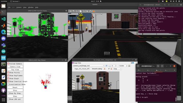Monocular SLAM Using ORB SLAM 3  || ROS || Visual Mapping || ORB_SLAM3