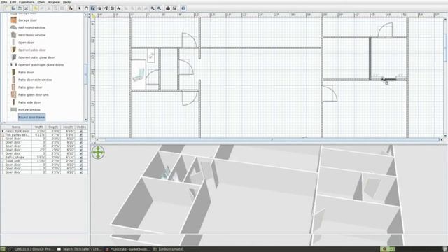Lou blueprint drawn in 2d & 3d Sweet Home 3D P2 on Linux смотреть онлайн