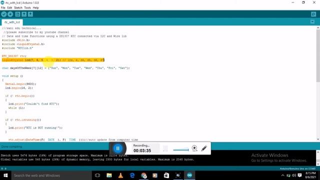 RTC(DS1307) interfacing with arduino in protus.. смотреть онлайн