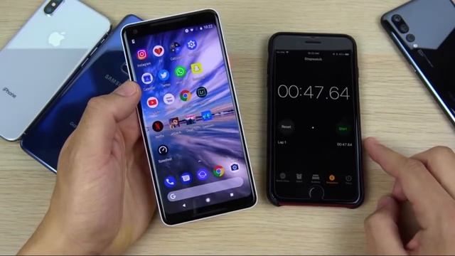 iPhone X vs S9 Plus vs Pixel 2 XL vs P20 Pro Speed Test смотреть онлайн