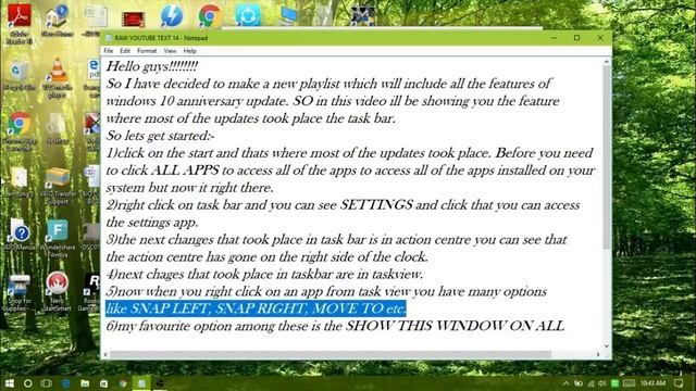 Windows 10 anniversary update features (PART:- 1 TASK BAR) смотреть онлайн