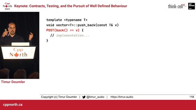 Keynote: Contracts, Testing & the Pursuit of Well Defined Behaviour - Timur Doumler - CppNorth23 смотреть онлайн