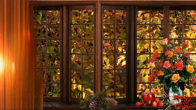 Just Breathe - Looking out the window on an Autumn day with windchimes and a fire going смотреть онлайн