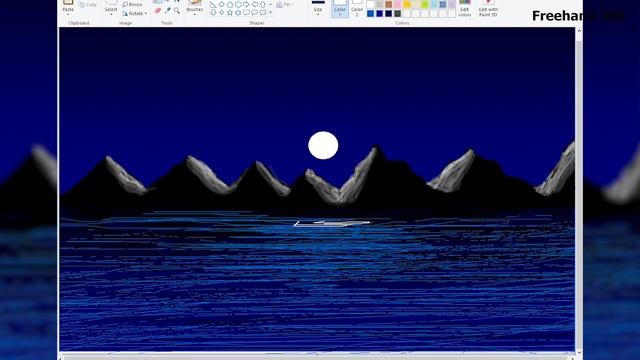 How to art Moon light night Scenery on MS Paint windows 10/7. Freehand 365. смотреть онлайн