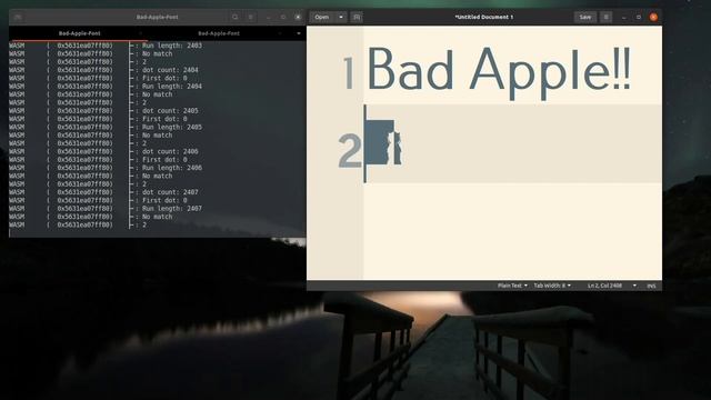 Playing "Bad Apple!!" in gedit with HarfBuzz WASM shaper смотреть онлайн