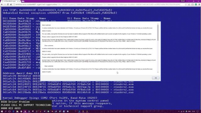 Chrome Windows 10 Malware Website Example BSOD auto open. смотреть онлайн