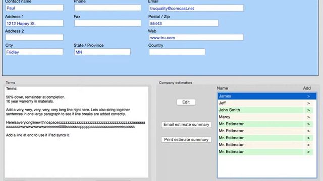 Estimate Master for Mac My Company Screen смотреть онлайн