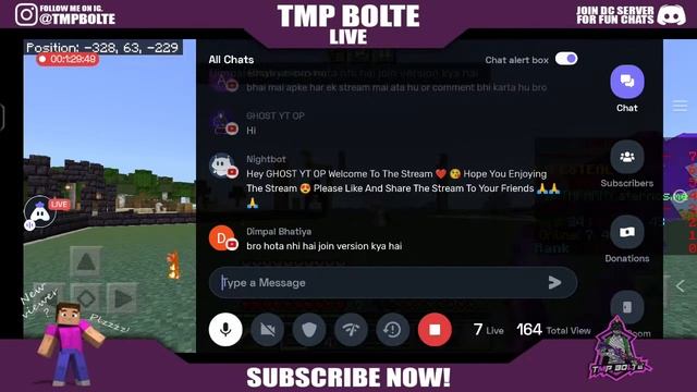 MINECRAFT PUBLIC SMP LIVE | JAVA+PE 24/7 SERVER ROAD TO MONITIZED💓😍😘 | TMP BOLTE LIVE смотреть онлайн