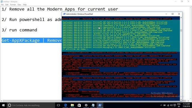 Windows 10 - Delete all modern apps from current user смотреть онлайн