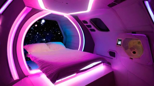 Relaxing Purple Lights Room Traveling Through Stars | Starship Sleeping Quarters With Space Noise смотреть онлайн