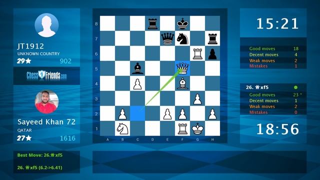 Chess Game Analysis: Sayeed Khan 72 - JT1912 : 1-0 (By ChessFriends.com) смотреть онлайн