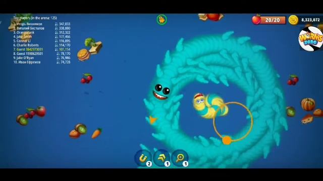 OGGY Gamer worms zone highest score rank 1 new gameplay смотреть онлайн