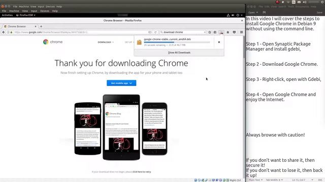 Install Google Chrome in Debian 9 via GUI смотреть онлайн