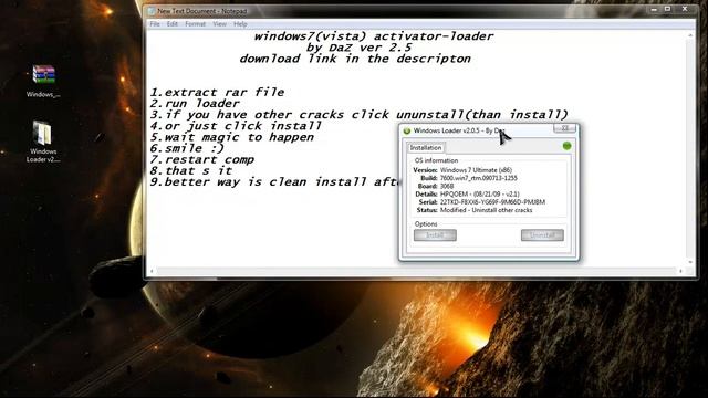 windows7(vista) activator-loader смотреть онлайн