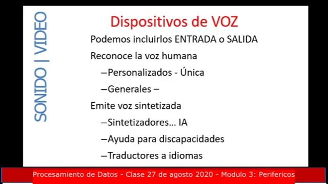 Procesamiento de Datos Clase 27 Ago 2020 - 13Horas Perifericos de Salida: Monitores e Impresoras смотреть онлайн