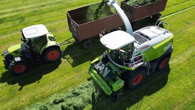 CLAAS JAGUAR 950 am Gras häckseln / Abfahrer CLAAS ARION 630 mit 2 HW 80 Anhänger / OSTERS & VOß 4 смотреть онлайн