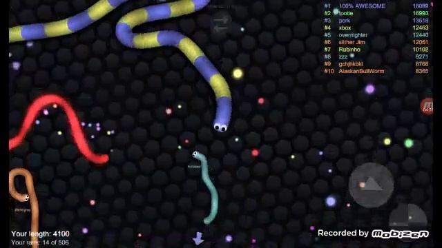 Моё первое видео на планшете с экрана.Игра slither.io смотреть онлайн