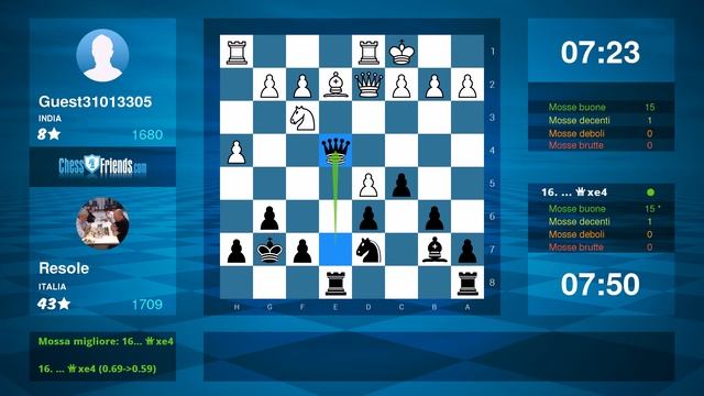 Chess Game Analysis: Guest31013305 - Resole : 1-0 (By ChessFriends.com) смотреть онлайн