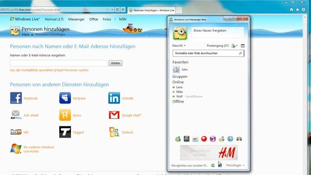 Windows Live Messenger Tutorial - Kontakt aus sozialem Netzwerk смотреть онлайн