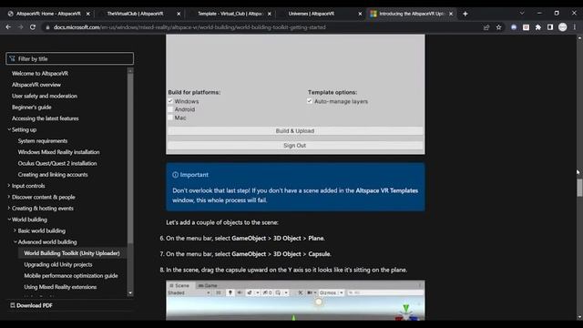 Setting up AltspaceVR and Exporting project from Unity! смотреть онлайн