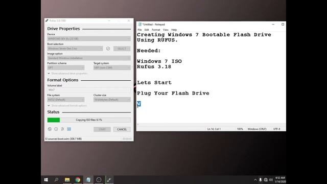 Rufus Create Bootable Windows 7 Flash Drive. смотреть онлайн