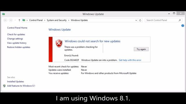 Windows 8.1 Windows Update Error Code 8024402F Help смотреть онлайн