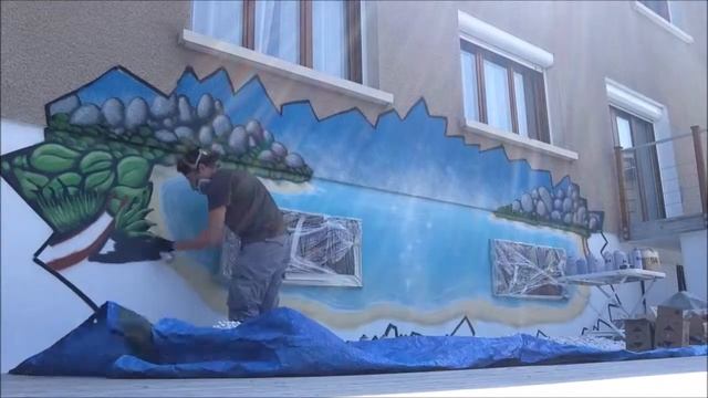 Graffiti piscine/ plage trompe l'oeil mur cassé смотреть онлайн