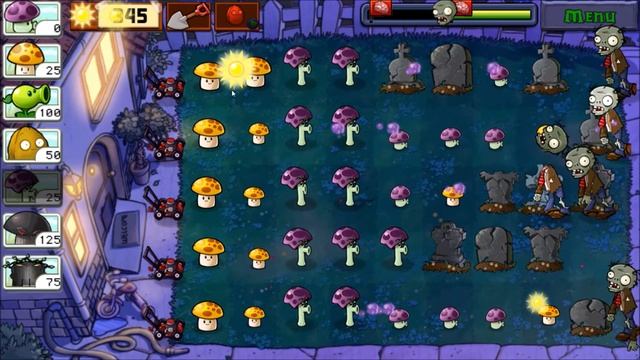 Plants vs. Zombies - Scaredy-Shroom and Puff-Shroom - Level 9 - Night - Adventure1- Android Gamepla смотреть онлайн