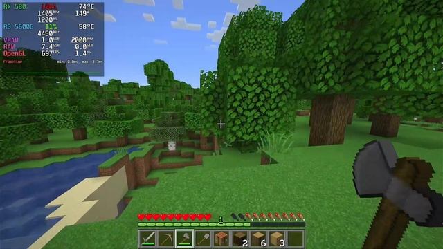 Minecraft 1.20 with SODIUM mod - R5 5600G + RX 580 8GB - 32, 16, 8 Chunks [Arch Linux] смотреть онлайн