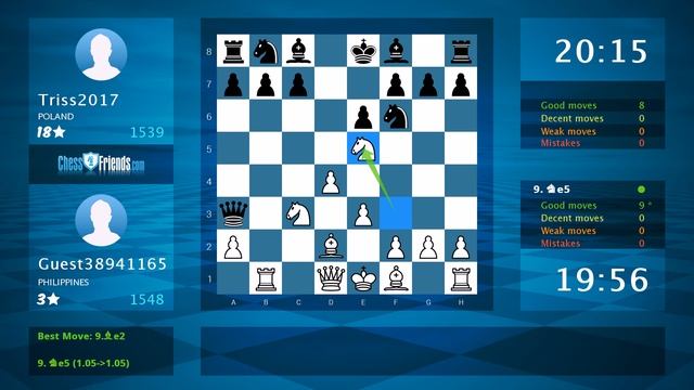 15 Moves - Normal Variation, Indian Game: Guest38941165 - Triss2017 : 1-0 (By ChessFriends.com)