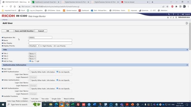 Ricoh user authentication Management смотреть онлайн