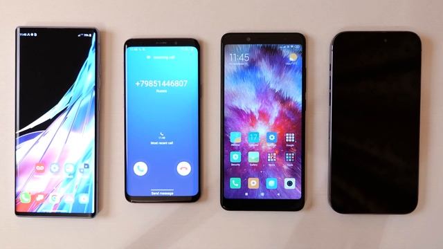 LG Wing vs iPhone 14 Pro Max vs Xiaomi Redmi Note 5 incoming call смотреть онлайн