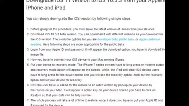 Want to downgrade iOS 11 version to iOS 10.3.3? Follow simple step to retrieve on смотреть онлайн