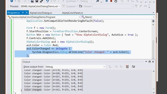 C# NET Winforms Alpha Color Dialog смотреть онлайн