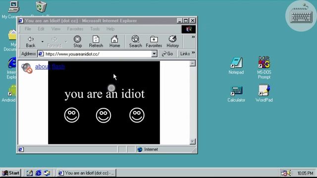 Running The you are an idiot virus on a windows 98 simulator смотреть онлайн