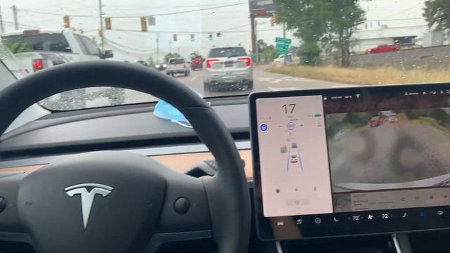 Tesla Model 3 W/O FSD, Autopilot Full Commute, Software 2020.12.11, Rain and Construction! смотреть онлайн