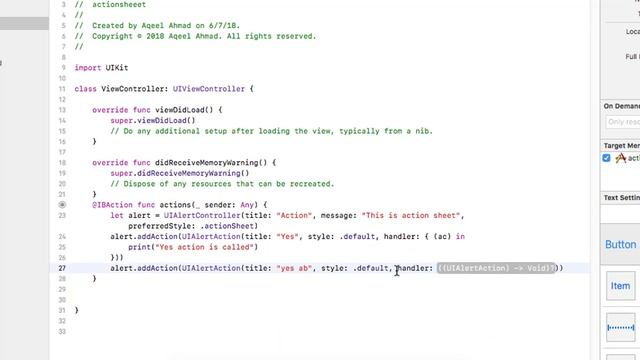 Basics of IOS development with swift Language:8- Action Sheet(pop up alert ) смотреть онлайн