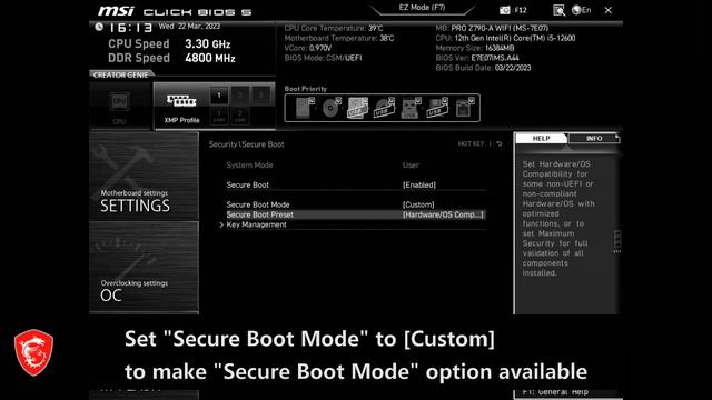 MSI® HOW-TO set BIOS “Secure Boot Preset” option смотреть онлайн