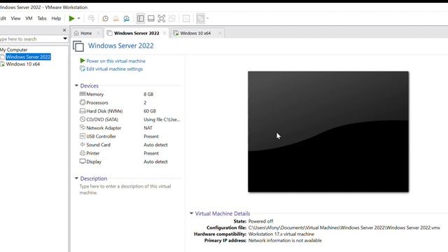 Windows Server 2022 VMware Workstation 2023 09 10 17 20 08 смотреть онлайн